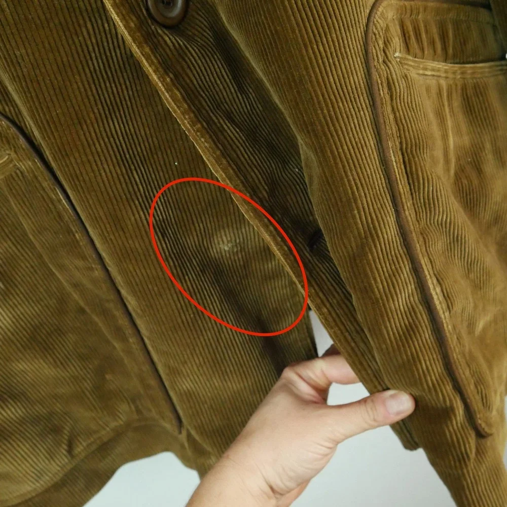 Vintage Cortefiel Corduroy Shooting Jacket Brown Suede Patch Hunting Coat 42